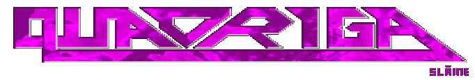 Quadriga Amiga demoscene pixel art logo — colour gradient lettering